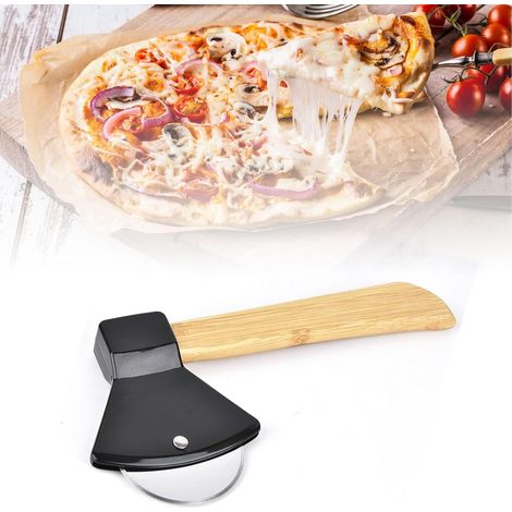 Pizzaschneider aus Edelstahl, runder Pizzaschneider in Axtform, kitschiges Pizzaschneiderrad, handlicher Lebensmittelschneider für Zuhause (1/5)