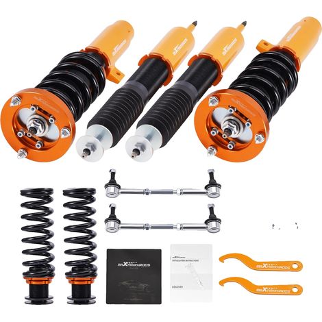 Kit de suspensión coilover, amortiguadores ajustables en 24 niveles, altura regulable, compatible con modelos E90/E92, rigidez del muelle delantero: 6 kg/mm, rigidez del muelle trasero: 10 kg/mm. (1/5)
