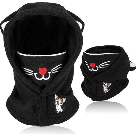 Kinder Sturmhaube Fleece Katze 4-12 Jahre, winddicht, warm, multifunktional (1/5)