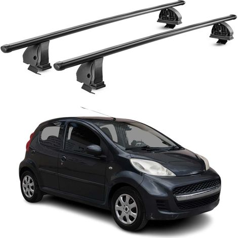 OMAC Stahl Dachträger Querträger Peugeot 107 2005-2014 5Tür – TÜV / DIN 75302:2019 – Abschließbar – Max. 75 kg – 2 Stangen – Schwarz (1/5)