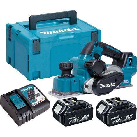 Makita DKP181RTJ Cordless 18V LXT Brushless Planer 82mm With 2 x 5Ah Batteries, Charger And Case