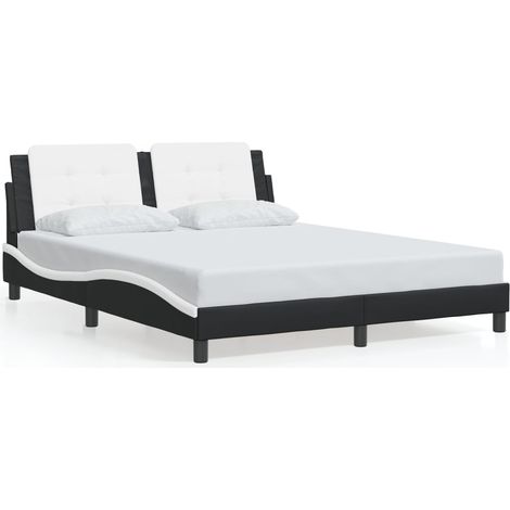 vidaXL Cadre de lit sans matelas Zadar noir et blanc 160x200 cm similicuir (1/7)
