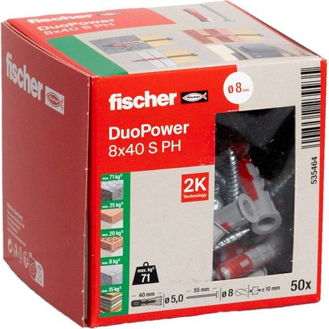 Fischer 535464 DUOPOWER 8x40 S PH LD Tassello a 2 componenti 40 mm 8 mm 50 pz.
