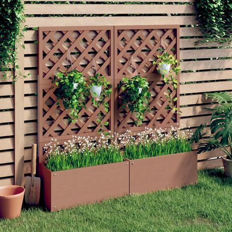 Jardinières en treillis 2 pcs Bac A Fleur marron 65x33x135 cm WPC 37756 (1/5)