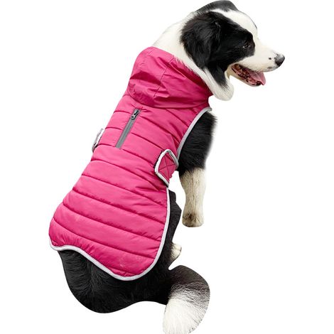 Veste Pour Chien - Imperméable Et Chaude Avec Capuche Détachable - Doublure En Flanelle - Trou Pour Laisse Réfléchissant - Fermoir Velcro Renforcé En X - Taille Unique (1/5)