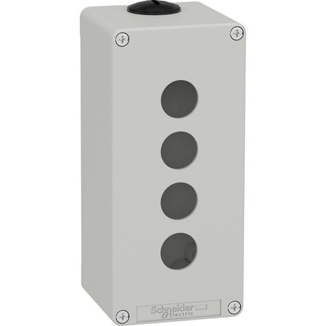 Caja vacía GRIS SCHNEIDER 4 orificios, material resistente y diseño compacto.