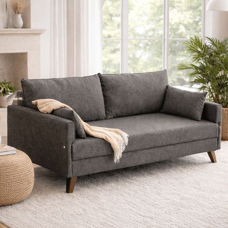 Schlafsofa anthrazitfarbener Stoff 3-Sitzer – Bella (1/5)