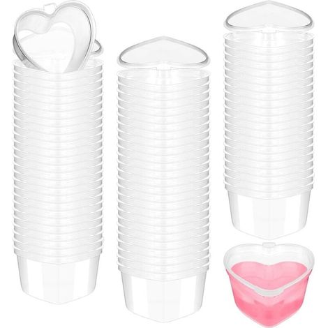 Lot de 100 boîtes de conservation en forme de cœur pour la Saint-Valentin, 48 ml, en plastique transparent, idéales pour conserver les aliments (1/4)