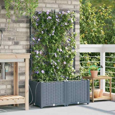 42002897 Cache-pot de jardin 2 pcs Gris Clair Acier (1/5)