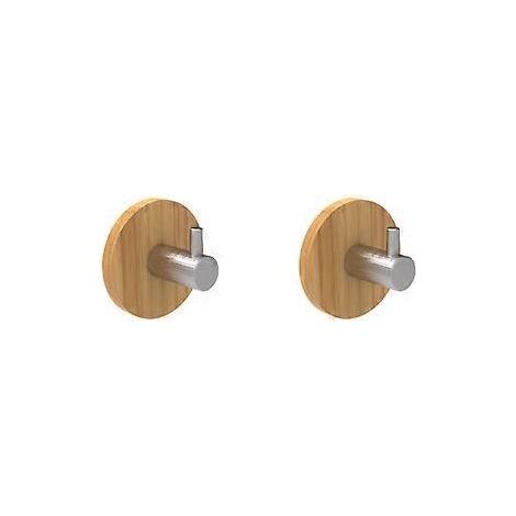 Kleiderhaken – Kleiderhaken – silberfarben, Holzoptik – Haken – Haken – 50 x 50 mm – Bambus, Edelstahl – Handtuchhaken – Haken – Haken – Wandhaken (1/3)