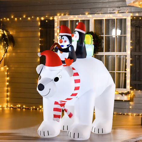 décoration 2 pingouins, imperméable, Ours polaire gonflable Noël 206cm LED (1/5)