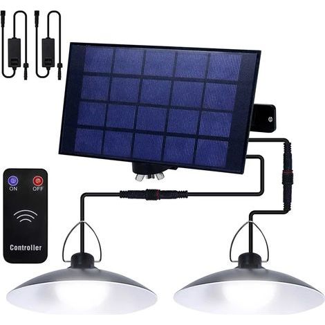 Solar-Gartenleuchte mit Fernbedienung, IP65, wasserdicht, LED, 2-flammig
