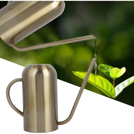 Arrosoir à long bec en acier inoxydable, couleur or, convient à une utilisation à la maison et au jardin, grande capacité 1,5 litres. (1/5)