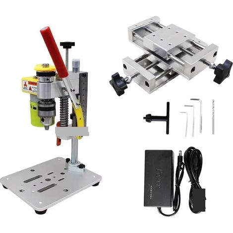 Mini perceuse de Bureau de précision avec Table coulissante CNC, Moteur 795, mandrin B12 for Bricolage, Artisanat du Bois, Fabrication de Bijoux(Set2) (1/5)