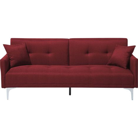 Sofa Bed 3 Seater LUCAN Fabric Dark Red (1/5)
