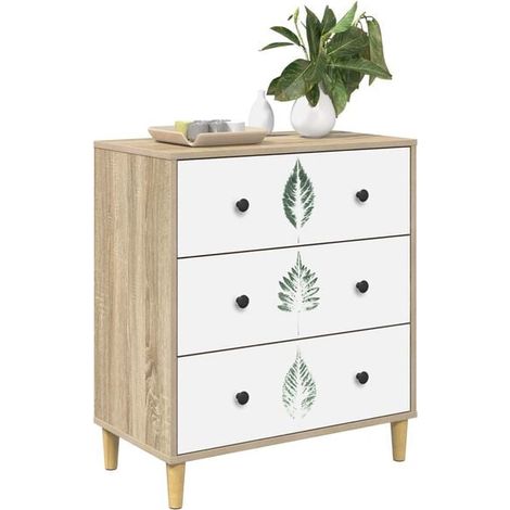 Abattant WC Design Feuilles Vertes – Couleur Chêne Sonoma – 66 x 36,5 x 75 cm (1/5)