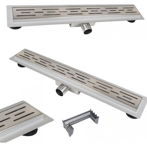 Balneo  Decor Next Stripes Caniveau linéaire - 90 cm - Grille décorative - Siphon Ø40 - Caniveau en acier inoxydable