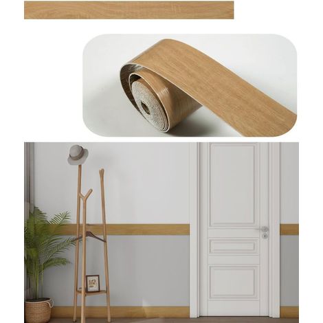 Frise Murale Baignoire Adhésif Salle de Bains Cuisine Papier Pour Murs 3D Enfants Décoratifs Autocollants Peint Cuisine Vinyle Autocollant Imperméable Bois Jaune 10x500cm (1/5)