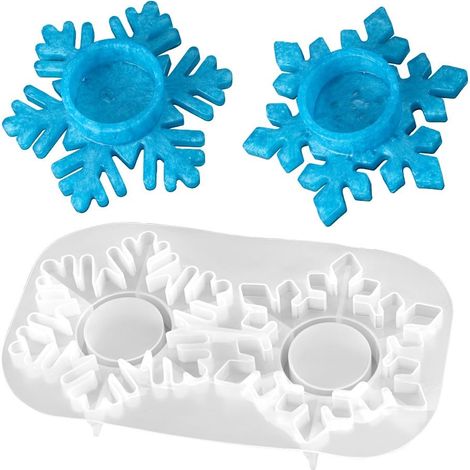 Moule en silicone pour bougie chauffe-plat en cristaux de glace Bougeoir flocons de neige Plâtre, béton, résine époxy Moule à chocolat Moule à chocolat Noël Convient à un (1/5)
