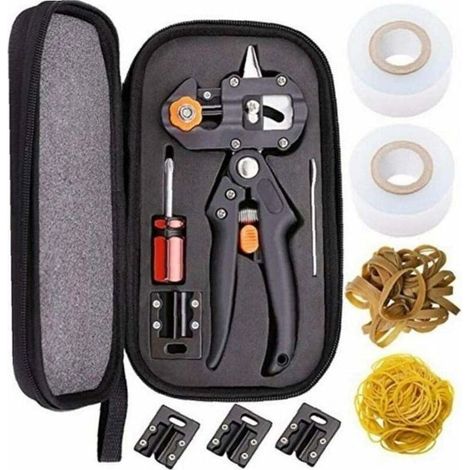 Forbici da innesto professionali, forbici da giardinaggio, pinze da innesto, kit per innesto alberi (sacchetto in tessuto nero + elastico + membrana), (1/4)