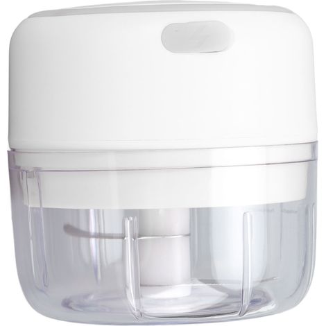 Mini hachoir à ail électrique rechargeable USB, 100 ml, en acier inoxydable blanc (1/5)
