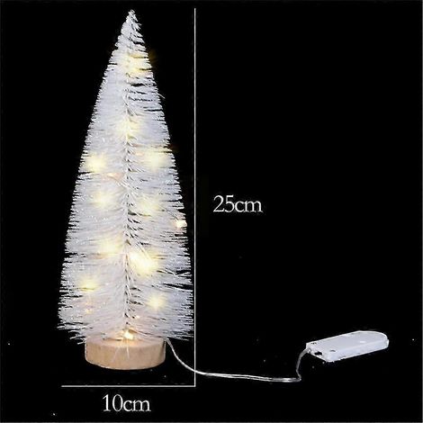 Décorations de Noël - Présentoir de table - Mini sapin de Noël blanc avec lumières LED