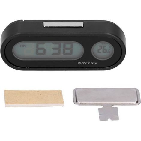 Thermometre Voiture - Affichage Numerique Heure Et Temperature - Pour Tableau De Bord Automobile - 7.5x2.6x1.6 Cm - 1 Unite (1/4)