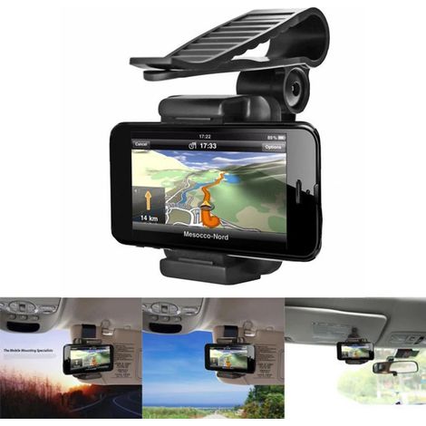 Support universel pour téléphone de voiture avec pare-soleil, support de téléphone portable, support pivotant à 360 degrés (1/5)