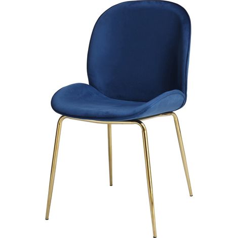 Set di 2 sedie Charlize in velluto blu e ottone (1/3)