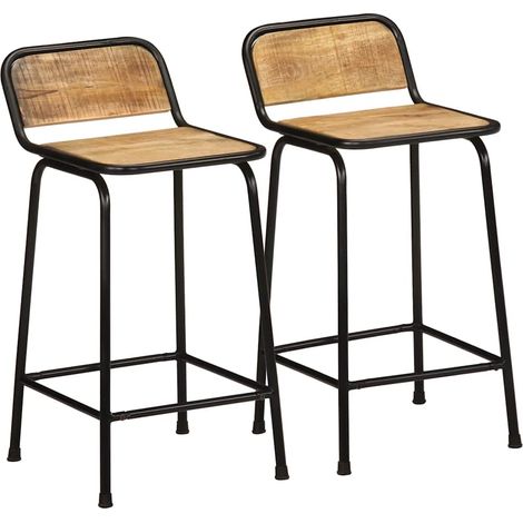 Barhocker 2 Stk. 46x35,5x80 cm Raues Mango Massivholz