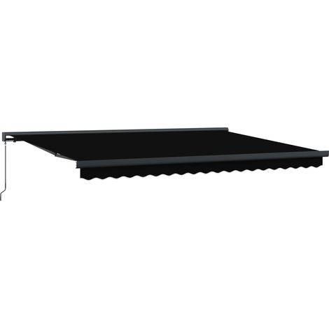Store banne  Auvent Rétractable Noir 4 × 3 m Toile et Aluminium