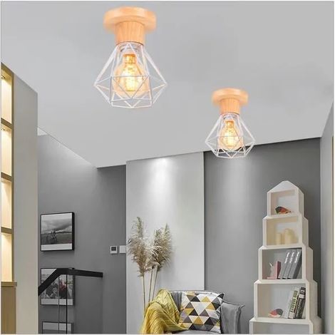 kawoo Lot de 2 Moderne Plafonnier Vintage Salon,Lustre Plafonnier Industrielle en Cage Fer pour Salon Chambre (1/4)
