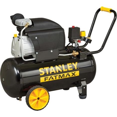 Stanley Fatmax Kompressor, 50 Liter, 8 bar, ölgeschmiert, horizontales Modell, 2 PS, 222 l/min Luftleistung, tragbar, schwarz gelb, geeignet zum Aufpumpen und Druckluftwerkzeugen