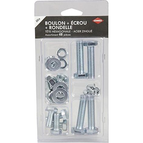 Boulon avec Ecrou/Rondelle, Gris, Set de 48 Pièces (1/2)