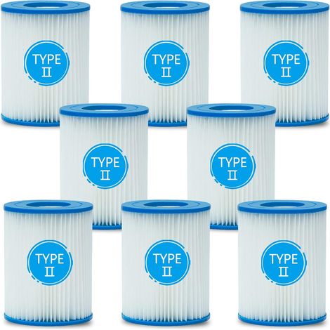 Type II Swimming Pool Filter Cartridges for Bestway, Size 2 Swimming Pool Filter Replacement for Swimming Pool Cleaning, Inflatable Filter Cartridge, 8 Pieces (1/5)