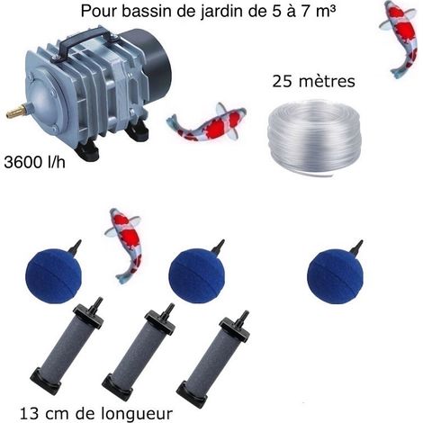 Set aération bassin 3600 l/h 3 Diffuseurs 13 cm + 3 boules de 5 à 7 m³ (1/5)