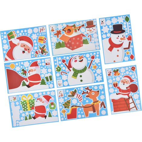 Lot de 5 stickers vitre Noël Père Noël cerf neige autocollants décoratifs fenêtre (1/5)