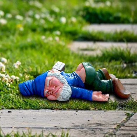 royaluxe - Nain de Jardin Drôle Nain de Jardin Exterieur Statue De GNOME en Résine Sculpture de Nain Ivre pour la Maison Jardin Cour Pelouse Porche Ornement Extérieur Cadeau