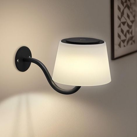 GBLY Aplique LED inalámbrico  - Regulable - Recargable por USB-C - 3000K-6000K - Interruptor táctil - Resistente al agua IP44 - Para baño, dormitorio y pasillo - Negro moderno