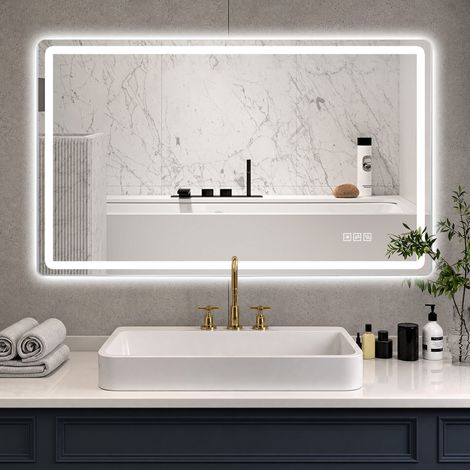Espejo de baño LED 60x100 cm sin marco, antivaho, regulable e IP44 (1/5)