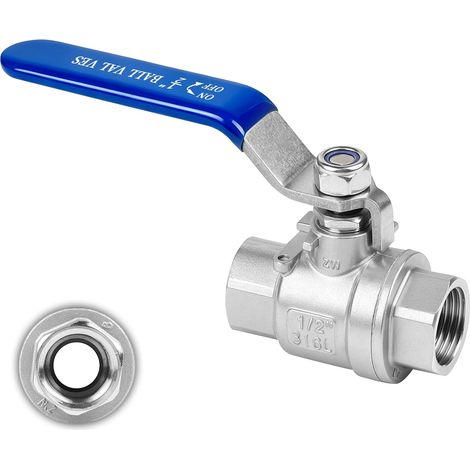 Vannes à Bille 2 Pièces, Acier Inox 316L, 1/2" DN15, Port Complet (1/5)