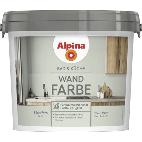 Alpina Wandfarbe für Küche & Badezimmer Silberfarn 2,5 L