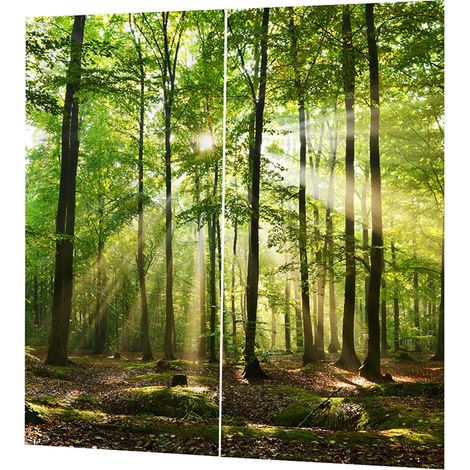 Rideaux occultants imprimés forêt pour balcon, chambre, salon, fenêtre 150 x 166 cm (1/5)