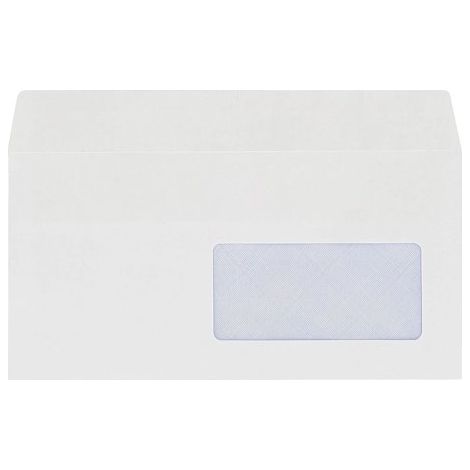 Enveloppe 110 x 220 mm budget 80 g fenêtre 45 x 100 mm auto blanche - Boîte de 500 - Maxiburo (1/2)