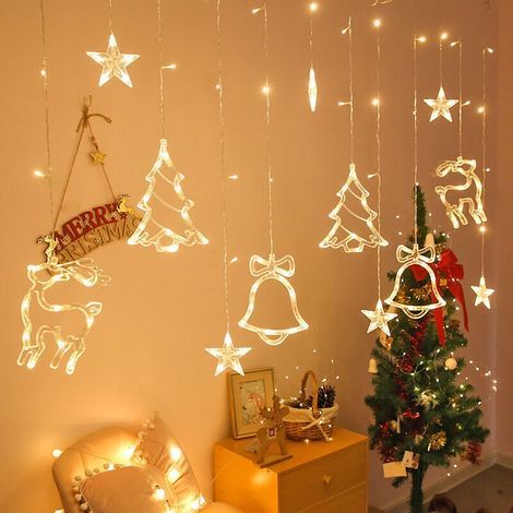 Rideau lumineux de Noël. guirlandes lumineuses de Noël avec différentes hauteurs et 8 modes de décoration de Noël USB (1/5)
