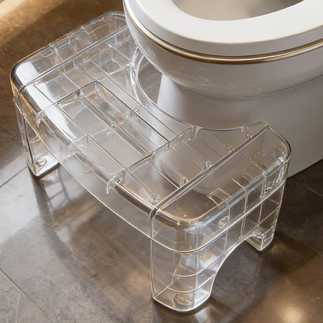 Transparenter Acryl-Toilettenhocker, abnehmbare Höhe 17,5 cm, rutschfest, platzsparend für eine bessere Darmgesundheit (1/5)
