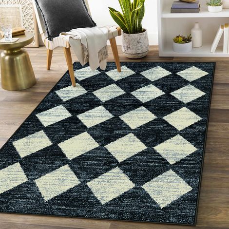 Tapis marocain en treillis – Tapis d'entrée lavable et antidérapant pour salon, tapis d'intérieur en treillis vieilli doux et résistant aux taches pour porte d'entrée, foyer, chambre à coucher, (1/5)