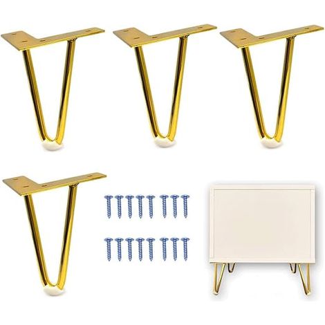 Möbelbeine, 4 Stück, 4,7 Zoll, moderne Tischbeine, Schrankmöbel, Haarnadel-Tischbeine, DIY-Stuhlbeine mit Protektoren und Schrauben für kleine Schränke (1/4)