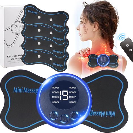 Lot de 2 mini masseurs de cou, appareil de massage du corps et du cou, appareil de massage électrique des épaules, soulagement de la douleur pour bras, cou, dos, taille, jambes, 6 tampons (1/5)