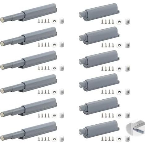 12 Pièces Poussoir Porte Placard, Verrous Magnétiques à Pression Amortisseur Placard Ouvrir Magnétique Loquets Push to Open Aimant Fermetures Pour Armoire Tiroir - (1/5)